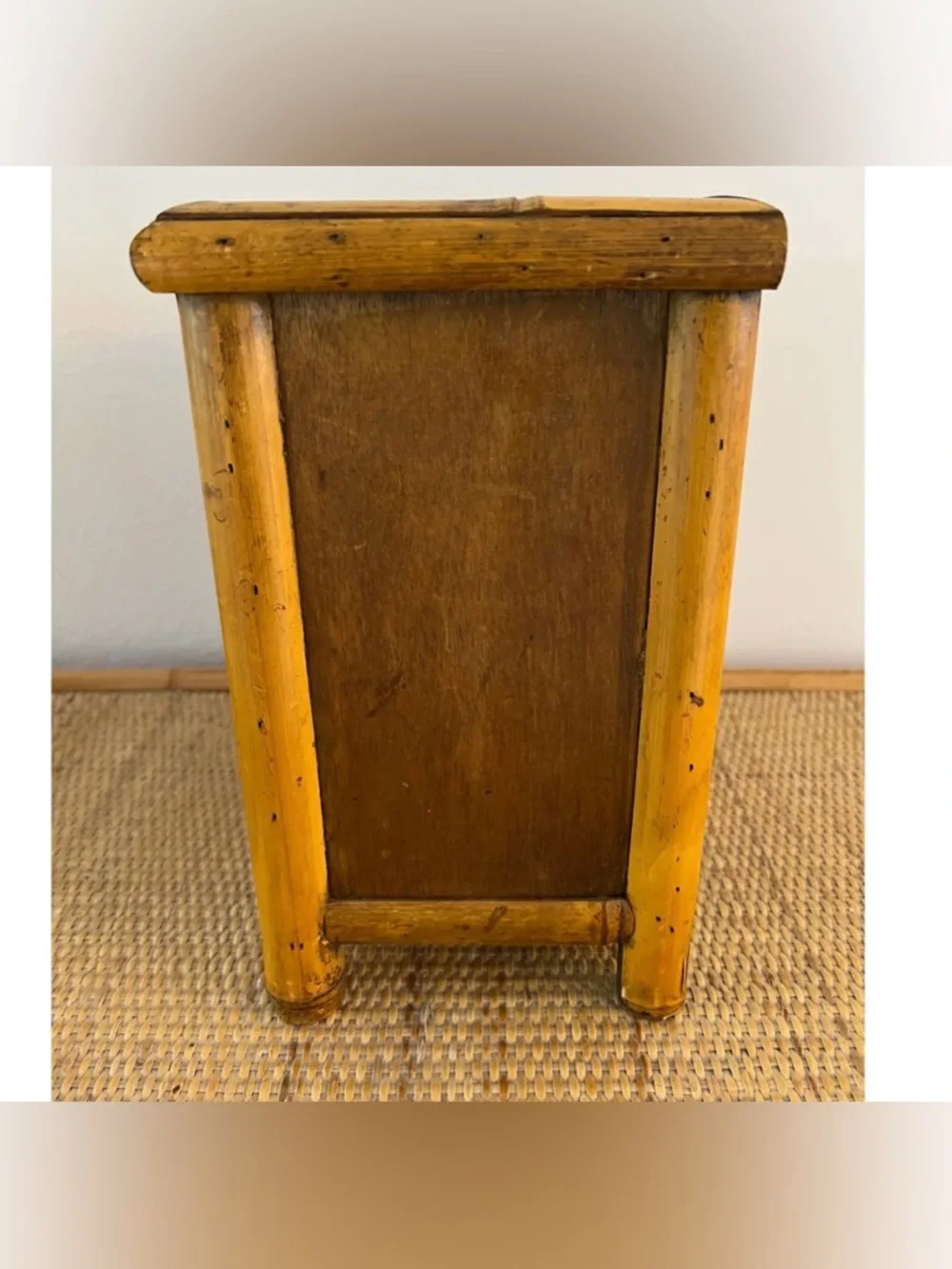Vintage Bamboo Two-Drawer Chest jewelry organizer or makeup